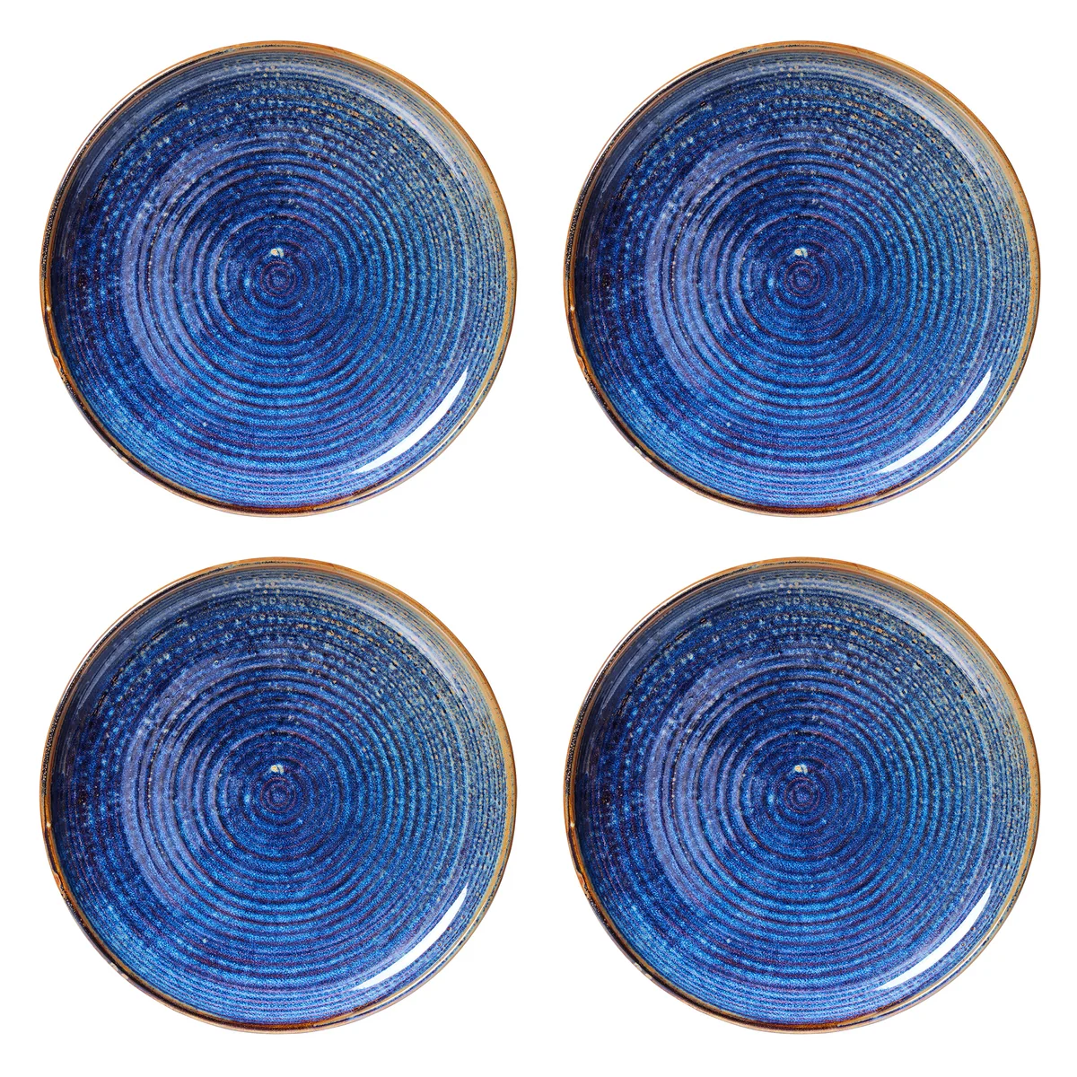 HKliving - Chef Keramiek bord, Ø 26 cm, rustiek blauw (set van 4)
