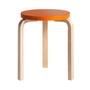 Artek - 60 Kruk, oranje gelakt/ berken naturel