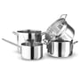 Eva Trio - Stainless Steel Pot Set (4 stuks) steelpan 1.8 L / pot 3.6 L / pot 4.8 L / pasta vergiet