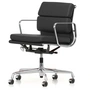 Vitra - EA 217 Soft Pad bureaustoel chroom met armleggers, draaibaar, leder Premium F asfalt (harde vloerwielen)