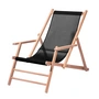 Jan Kurtz - Maxx Deckchair Teak, bekleding synthetische stof zwart