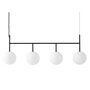 Audo - TR hanglamp met ophangframe (4-lichts), zwart / mat opaal lichtbron