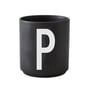 Design Letters - AJ Porseleinen beker P, zwart