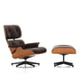 Vitra - Lounge Chair & Ottoman, gepolijst / zijkanten zwart, kersen, leer Premium F chocolade (klassiek)