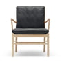 Carl Hansen - OW149 Colonial Chair , gezeept eiken / zwart leder (SIF 98)