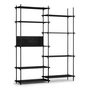 Moebe - Shelving System, Tall Double, eiken gebeitst zwart / zwart