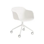 Muuto - Fiber fauteuil draaibaar met wielen, wit