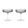 Ferm Living - Ripple Champagneglas (set van 2), rookgrijs