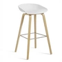 HAY - About A Stool AAS 32 H 75 cm, gelakt eiken / roestvrij staal / wit 2. 0 (viltglijders)