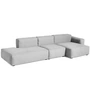 HAY - Mags Soft Sofa 3-zits, combinatie 4 / armleuning laag rechts, lichtgrijs (Linara 443) / stiksel: lichtgrijs