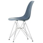 Vitra - Eames Plastic Side Chair DSR RE, verchroomd / zeeblauw (basisglijders van donker vilt)