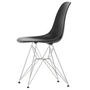 Vitra - Eames Plastic Side Chair DSR RE, verchroomd / diepzwart (basisglijders van donker vilt)