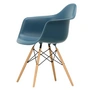 Vitra - Eames Plastic Armchair DAW RE, honingkleurig essen/zeeblauw (viltglijders wit)