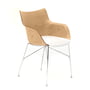 Kartell - Q/Wood fauteuil, verchroomd / wit / licht beuken