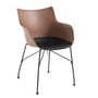 Kartell - Q/Wood fauteuil, zwart / zwart / donker beuken
