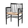 Fdb møbler - J81 fauteuil, zwart gelakt beuken / natuurlijk vlechtwerk