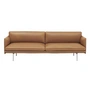 Muuto - Outline Sofa 3-zits, cognac Refine leder / gepolijst aluminium