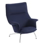 Muuto - Doze Lounge Chair, chromen voet / donkerblauwe afdekking (Balder 782)