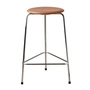 Fritz Hansen - High Dot Barkruk H 65 cm, walnotenleer / verchroomd onderstel