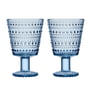 Iittala - Kastehelmi Drinkglas met voet 26 cl, aqua (set van 2)