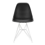 Vitra - Eames plastic side chair dsr, wit/diepzwart (vilt glijdt wit)