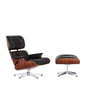 Vitra - Lounge Chair & Ottoman, gepolijst, Santos palissander, leder premium nero (nieuwe afmetingen)