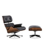 Vitra - Lounge Chair & Ottoman, gepolijst / zijden zwart, walnoot zwart gepigmenteerd, premium leder F nero (nieuwe afmetingen)