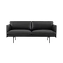 Muuto - Outline Sofa 2-zits, verkeerszwart (RAL 9017) / zwart Refine Leather (EU)