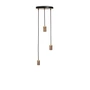Tala - Brass Triple Hanglamp, zwart / walnoot / messing