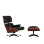 Vitra - Lounge Chair & Ottoman, gepolijst / zijden zwart, Santos palissander, leder Premium F nero (nieuwe afmetingen)