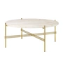 Gubi - Travertine salontafel, Ø 80 cm, messing / wit