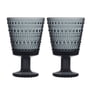 Iittala - Kastehelmi Drinkglas met voet 26 cl, donkergrijs (set van 2)