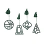 Broste Copenhagen - Christmas Fili Decoratieve hanger, Ø 8 cm, diep forest (set van 4)