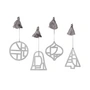 Broste Copenhagen - Christmas Fili Decoratieve hanger, Ø 8 cm, zilver (set van 4)