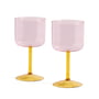 Hay - Tint Wijnglas, roze/geel (set van 2)