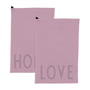 Design Letters - Favourite Theedoek, Love / Home, lavendel (set van 2)