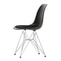 Vitra - Eames Plastic Bijzetstoel DSR met zitkussen, chroom / diepzwart (viltglijders basic dark)