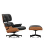 Vitra - Lounge Chair & Ottoman, gepolijst / zwart, kersenhout, leer Premium F nero (nieuwe afmetingen)