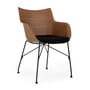 Kartell - Q/Wood fauteuil met zitkussen, zwart / zwart / donker beuken