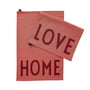 Design Letters - Favourite Theedoek, Love / Home, terracotta (set van 2)