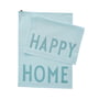 Design Letters - Favourite Theedoek, Happy / Home, light blue (set van 2)