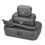 Koziol - Pascal Ready Lunchbox set met Klikk bestek, nature ash grey