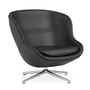 Normann Copenhagen - Hyg Loungestoel met draaivoet, aluminium / zwart (Ultra Leather 41599)