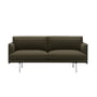 Muuto - Outline Sofa 2-zits, gepolijst aluminium / donkergroen (Divina 984)