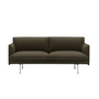 Muuto - Outline Sofa 2-zits, gepolijst aluminium / donkergroen (Divina 984)