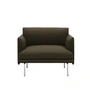 Muuto - Outline Studio Fauteuil, aluminium gepolijst / donkergroen (Divina 984) (EU)