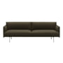 Muuto - Outline Sofa 3-zits, donkergroen (Divina 984) / gepolijst aluminium