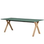 Andersen Furniture - Space Uittrekbare tafel 95 x 220 cm, eiken wit gepigmenteerd / laminaat donkergroen (Fenix 0750)