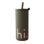 Design Letters - Hi Travel Drinkbeker met rietje, 0,5 l, olijfgroen