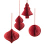 Broste Copenhagen - Christmas Mix Decoratieve hanger, Ø 9 x H 10 cm, pompeus rood (set van 4)